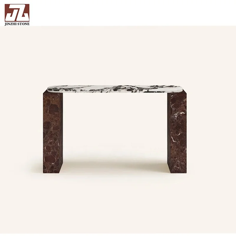 Luxury  Interiors Calacatta Viola Console Marble Table Top Casual  Table Fashion  Bench Handcrafted