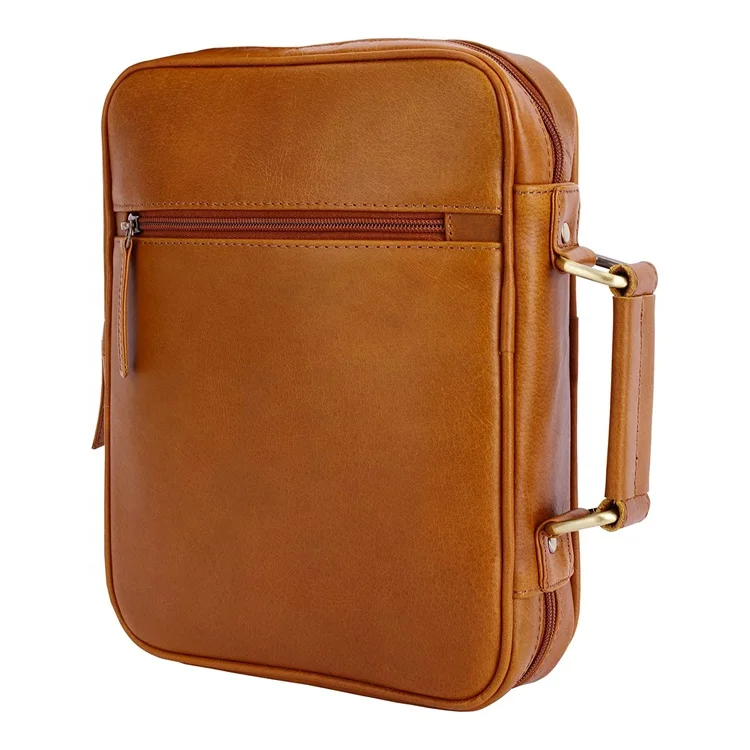 Custom Travel Book Cover Premium Design christian books cases sturdy durable handle leather bible cover with zipper for men