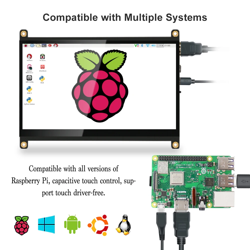 5 7 Inch Display For Raspberry Pi With Case Speaker, HD-MI 10 Inch Raspberry Pi Touch Monitor, 10.1 Inch Touch Screen Module