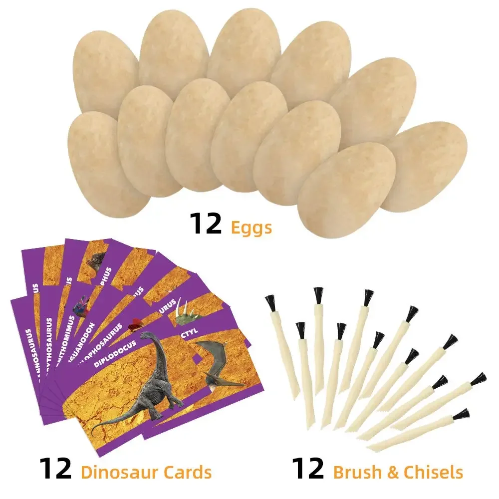 Educational DIY fossil digging archaeological toys 12 dinosaur egg digging toy set