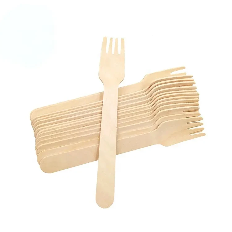Biodegradable Wooden Disposable Cutlery Set Birch Wood Fork, Knife, Spoon