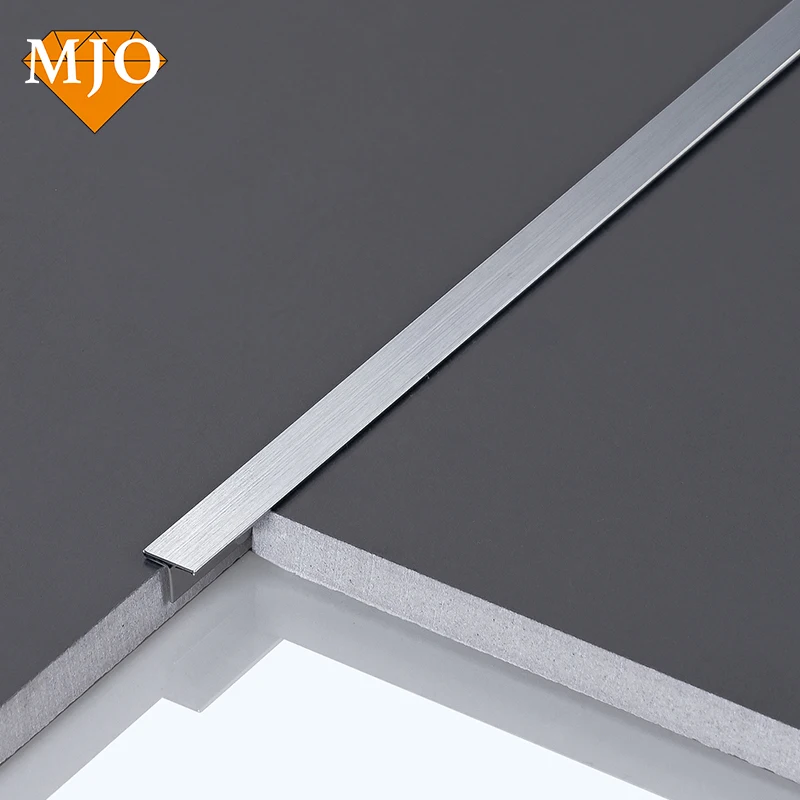 Foshan Manufacturer MJO Stainless Tile Trim Metal Tile Trim For Wall Or Floor Decoration T Channel Decoration Strip OEM Logo