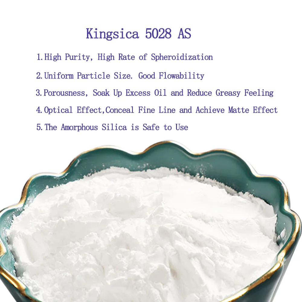 Kingsica 5028 AS Silica Slip Pigment Raw Material in Cosmetics Hydrophobic Spherical Porous Silica Manufactory