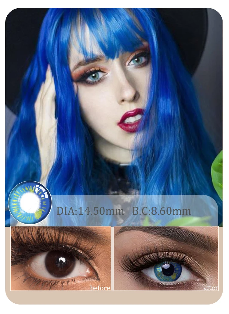 Anime Full Black Cat Eye Sharingan Cute Animal Colored Contact Lenses