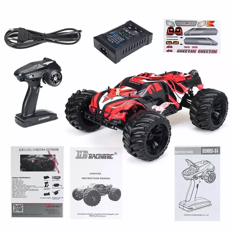 1:10 JLB Racing 11101 Cheetah New 2.4Ghz Brushless RC Car Waterproof Truggy RC Off-road Truck Short Course RTR 80A ESC