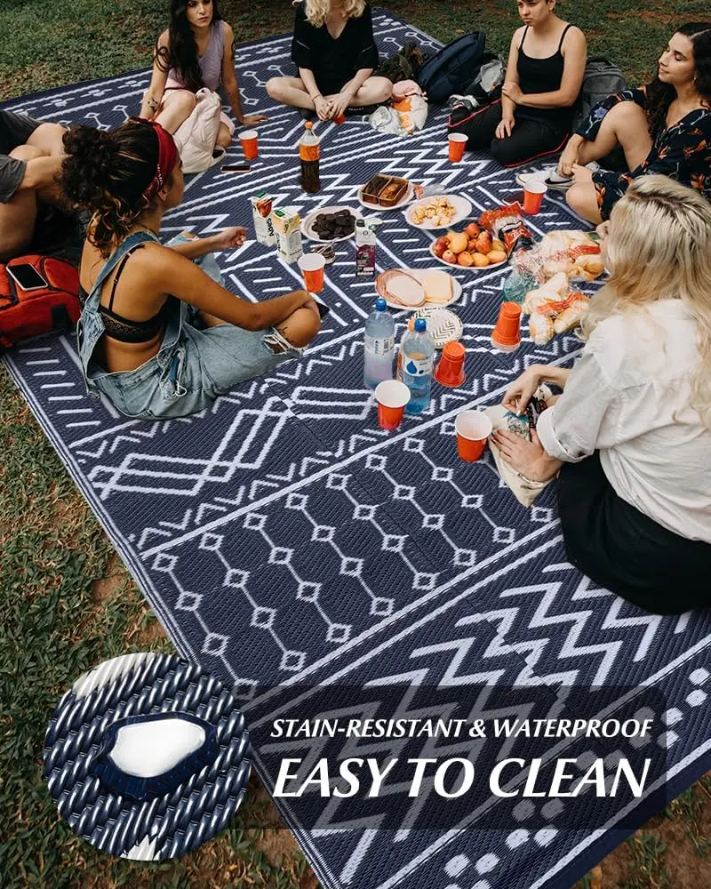 Outdoor Rug Patio Rug Reversible Portable Outdoor Plastic Straw Camping Rugs for Outside RV