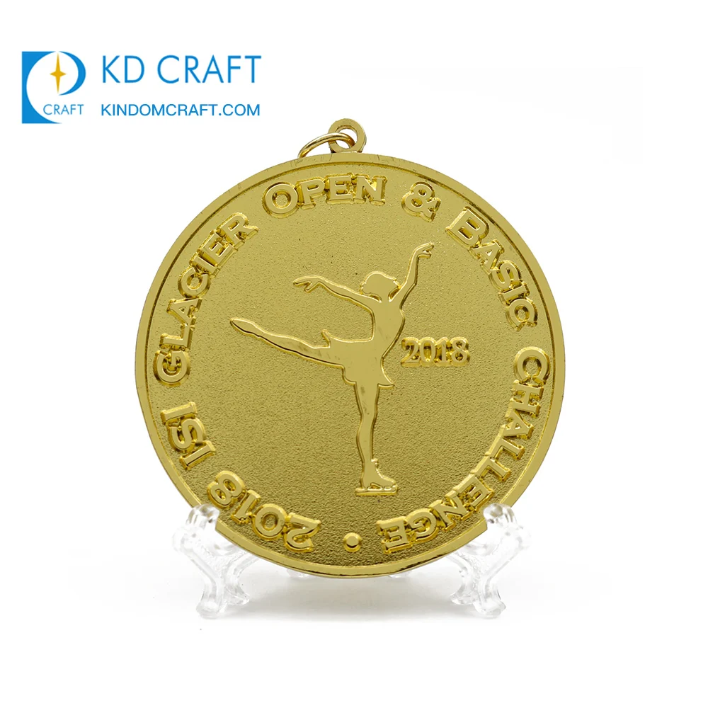 High quality custom design your own metal embossed 3d dance medallion gold plated skating ski dance medal