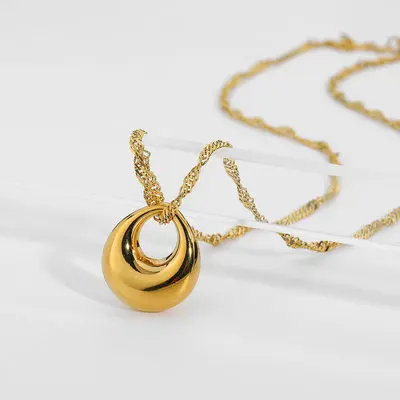  simple fashion women INS style 18K gold plated water drop pendant stainless steel