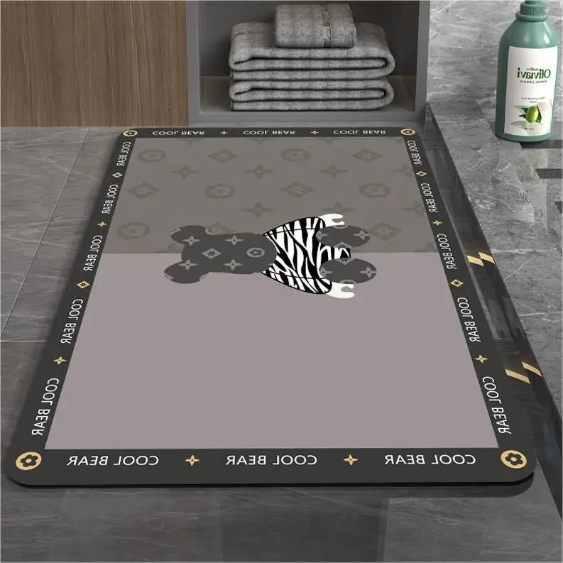 Factory Customized Stone Diatomite Bath Mat Non-slip Super Absorbent Quick Drying Bathroom Floor Mat