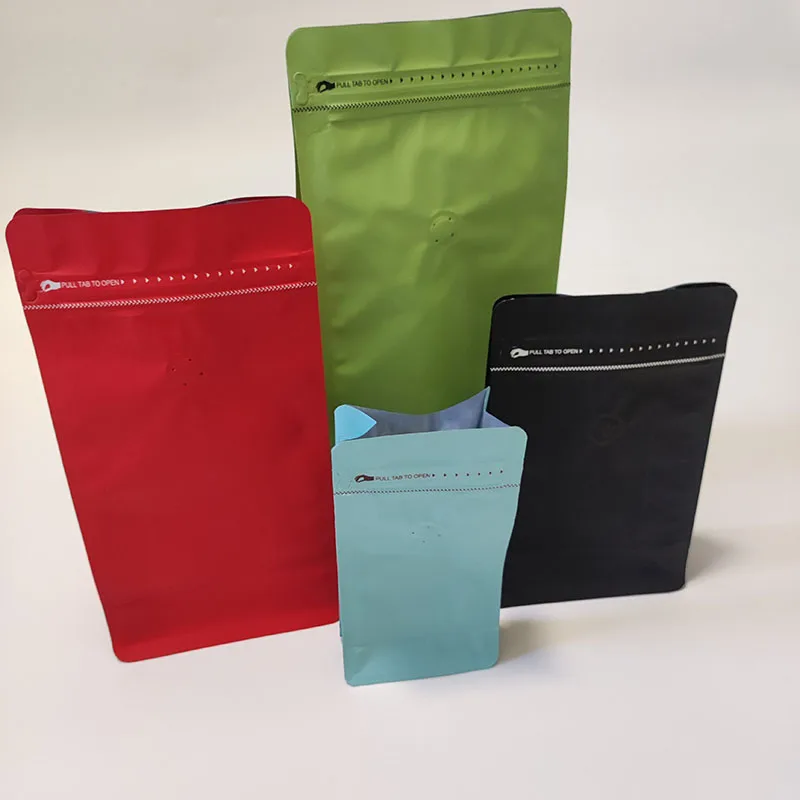 Матовый зеленый 8 боковые ламинированные фольги стойкий ziplock кофейный клапан для упаковки пластиковых пакетов