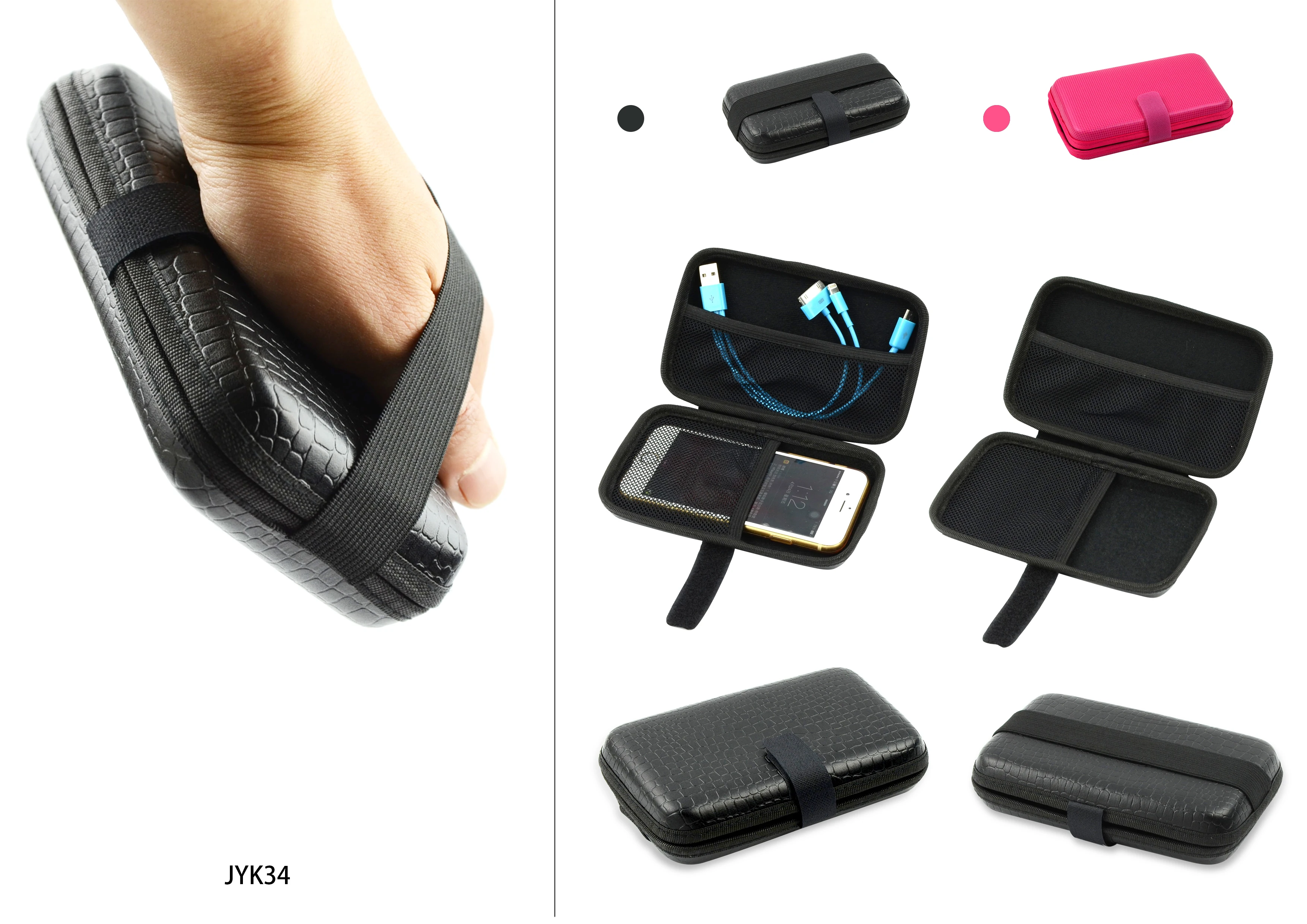 JJ CASE Round sharpe Black Color Hard Shell Large Carrying Headphones Case/Headset Travel Bag for headphone protect