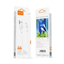 VIDVIE оптовая продажа готовый к отправке 2.4A Micro USB V8 Android мобильное зарядное устройство 1 м белый черный ПВХ кабель для передачи данных