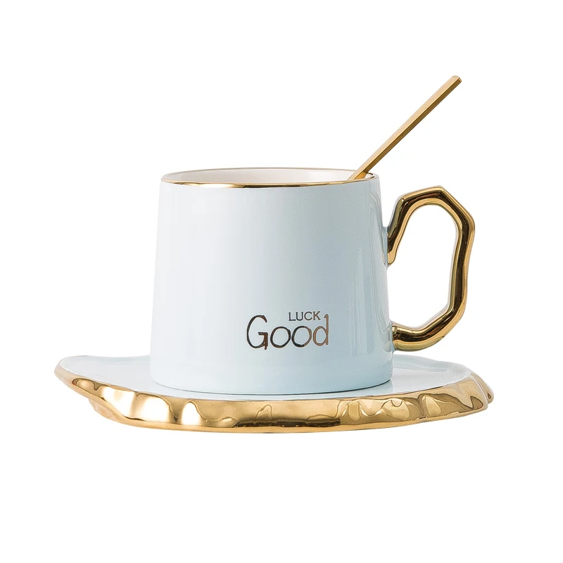 New Product Luxury Design Gold Handle New Bone Turkish Tea Cup Afternoon Ceramic Coffee Cup And Saucer