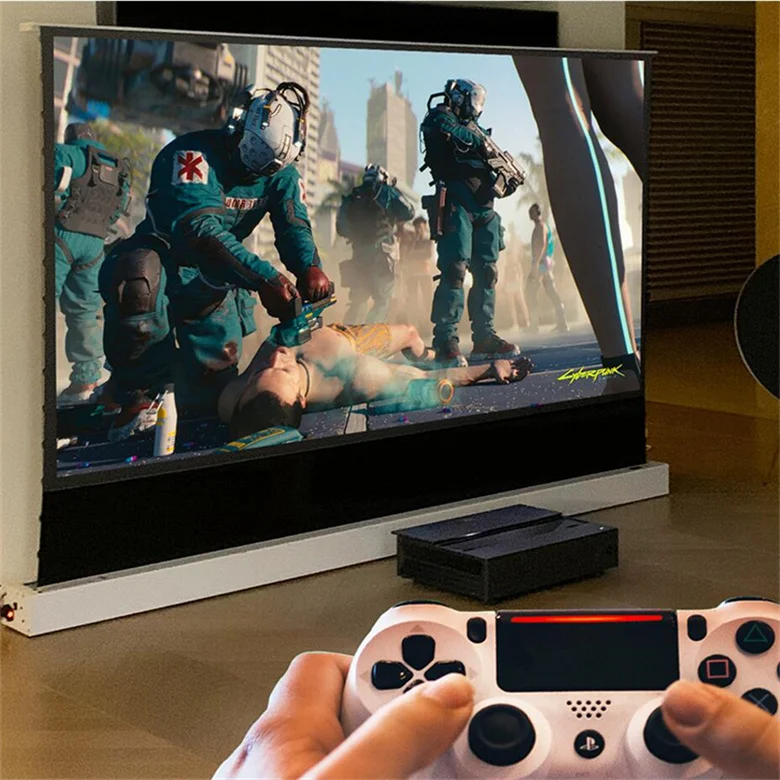 Напольный экран VIVIDSTORM S PRO P 100 дюйма акустически прозрачный с электрическим натяжением для моторизованных проекторов 4K UST