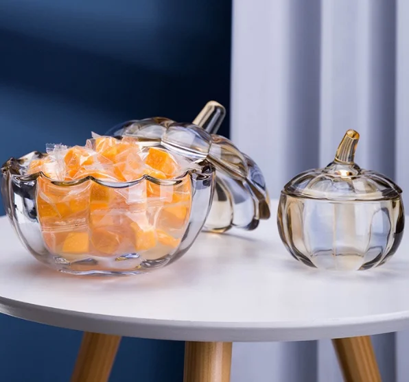 Creative Design Halloween Pumpkin Glass Candy Jars Tea Coffee Storage Jars Table Home Decoration Pendant Customized Logo