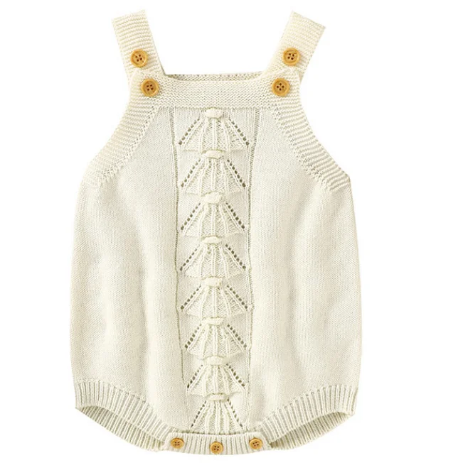 Custom Instagram Solid Color Baby Knitted Rompers Jumpsuit  Baby Clothes Suspender Crochet Sweater