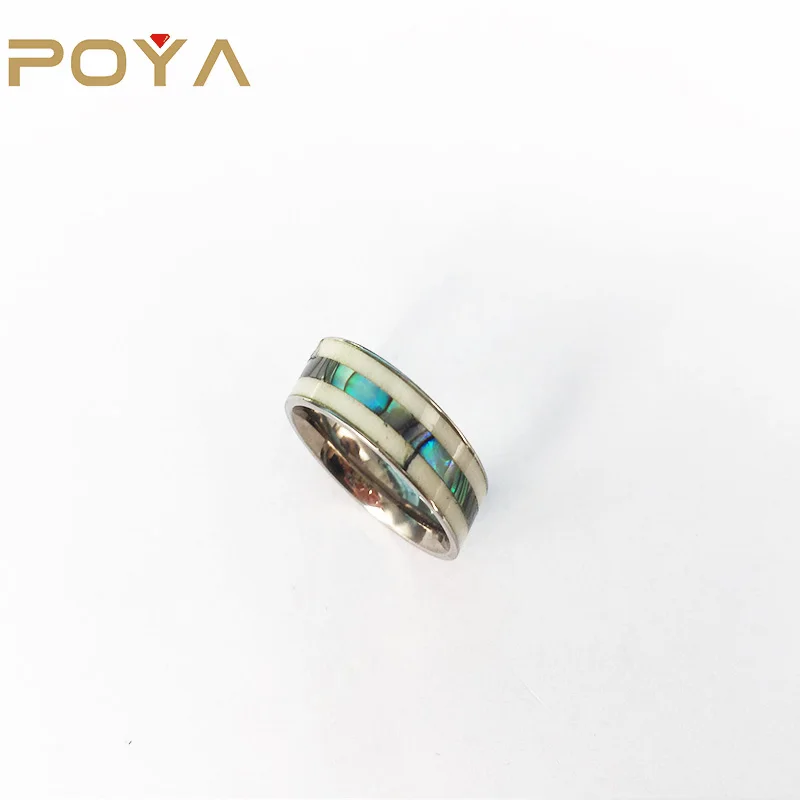 POYA 6 мм титановое кольцо, Белый Рог, средняя морская оболочка, вставленная с обеих сторон, удобная посадка
