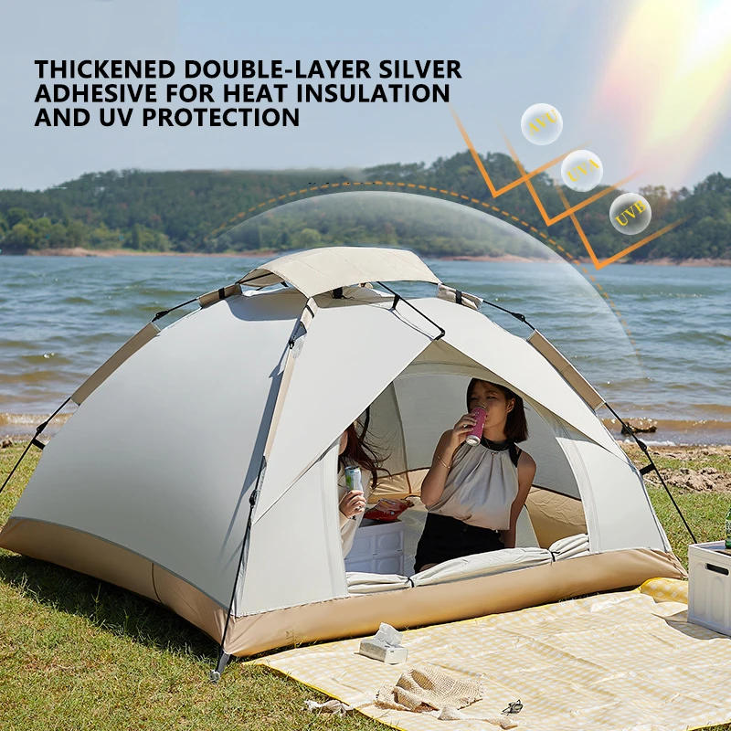 Outdoor Camping Picnic Sunproof Windproof Folding Speed Open Two-person Household Ultra-light Waterproof  3-4 Person Tent