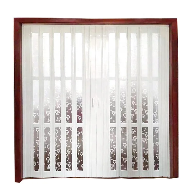 Cheap bathroom shower waterproof PVC folding moving door