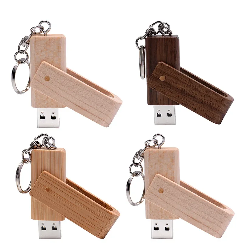 Hot Selling Swivel Wooden USB Memory Stick 4GB 8GB Custom Logo USB Flash Drive 2.0 16GB 32GB Pen Drive 32Gb High Speed Usb Wood