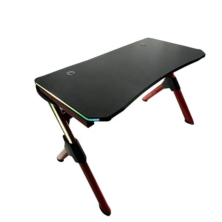 WSE4008 High quality selling Black carbon fiber grainpc table carbon fiber texture gaming desk with RGB  lights