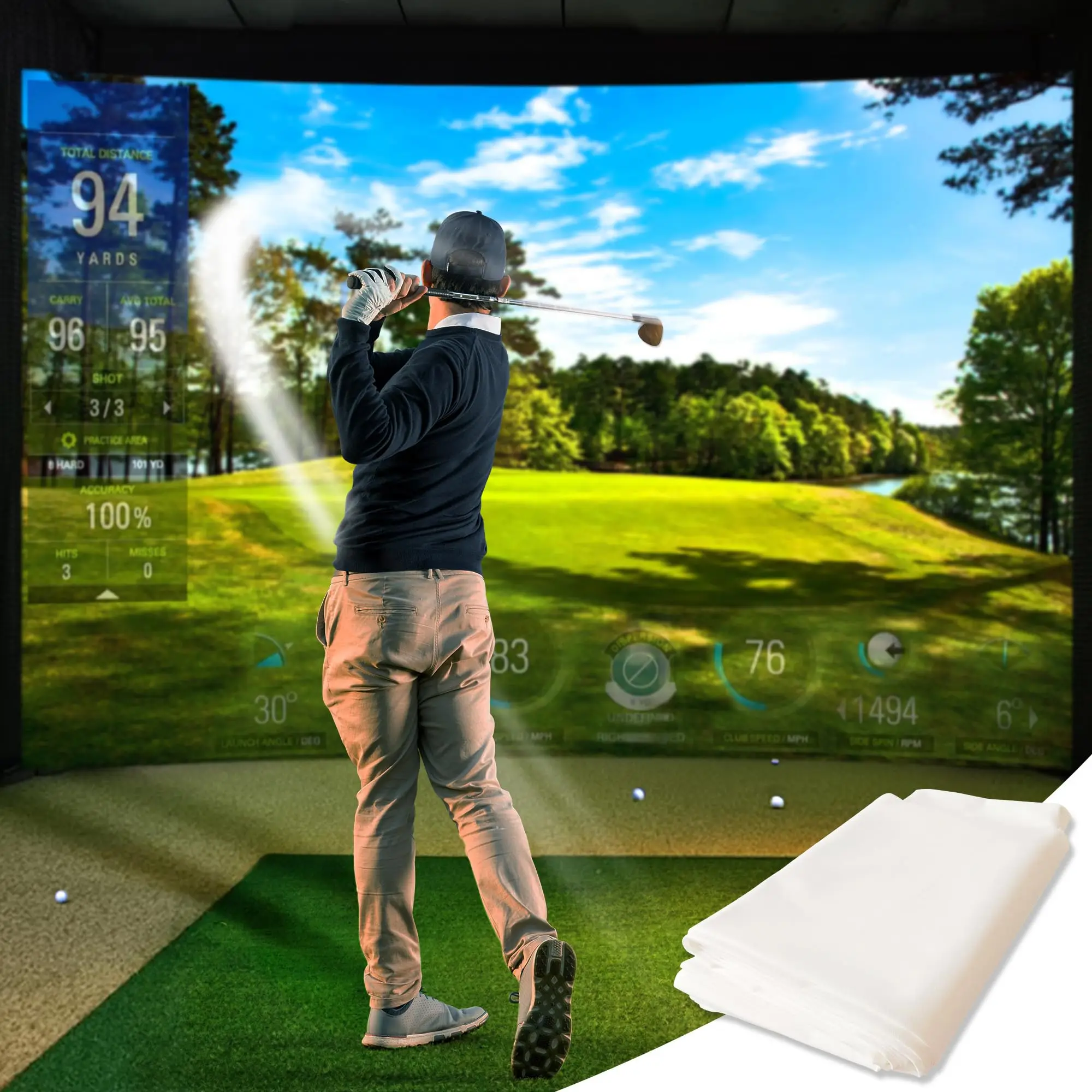 Durable 4K Quality Home Theater Impact Screen for Golf Simulator Virtual Low Noise Indoor Sports on Sale