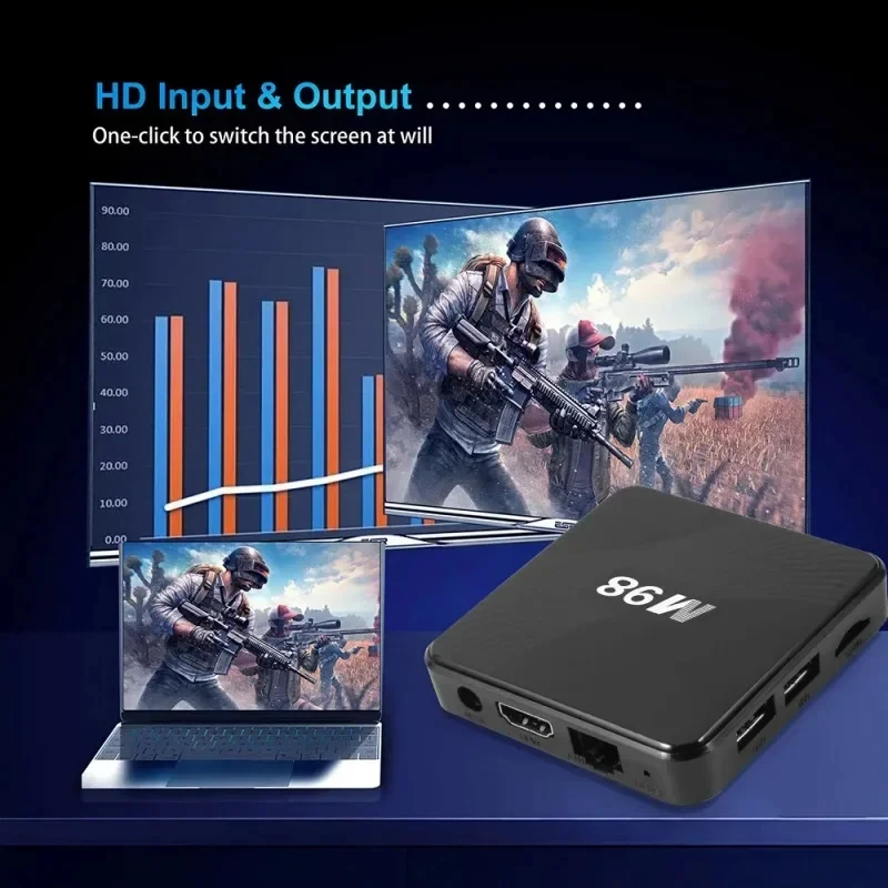 M98 HD 4K Smart TV device Android 12 Amlogic S905 2GB 16GB with AV1 ATV dual WiFi 2.4G 5G BT5.0 iptv multimedia player TV Box