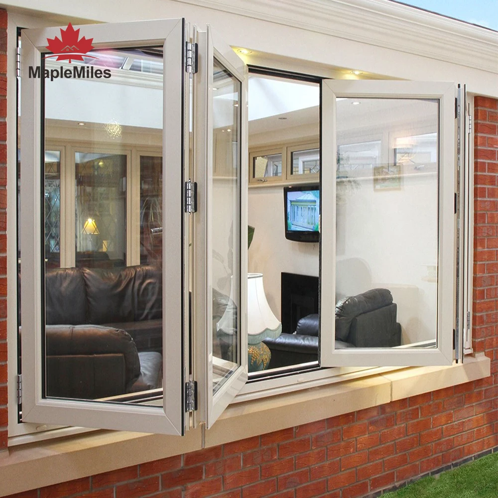 Maplemiles Aluminum Tempered Glass Horizontal Folding Window Bifold Windows for Home