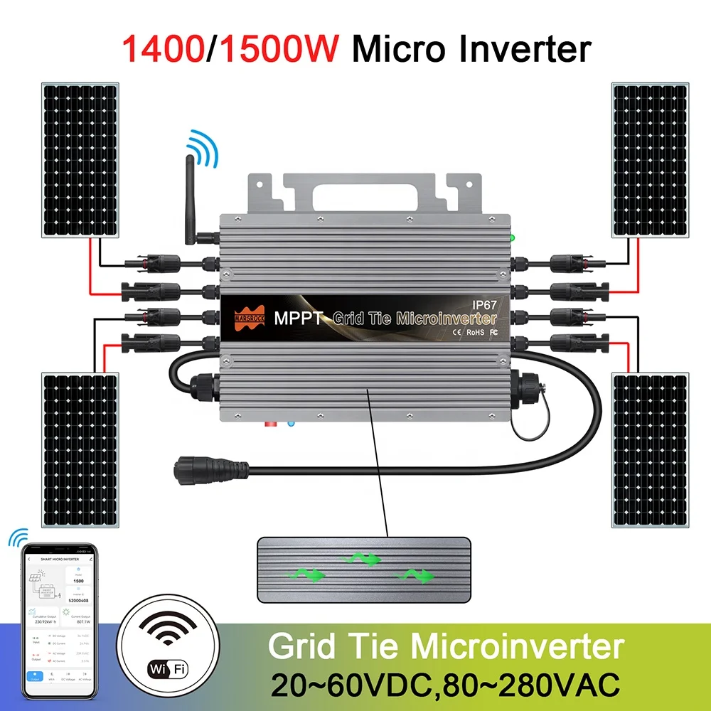 Mars rock  IP67  1400W MPPT Automatic Identification  Micro On inverter converter QR solar inverter
