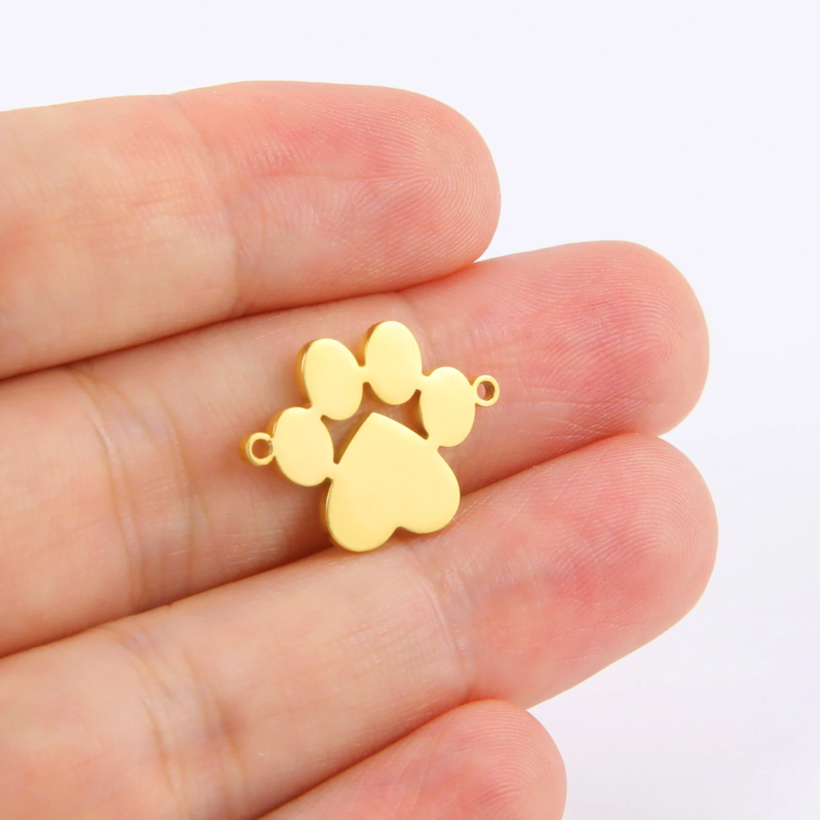 Paw Print Heart Stainless Steel Charms For Jewelry Making Animal Footprint Pendant Jewelry Making Supplies Wholesale