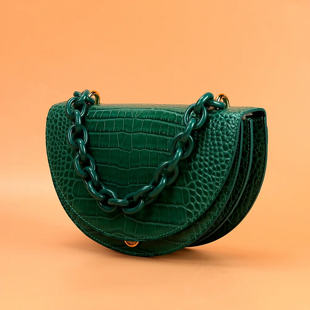 2024 Custom Crocodile Vegan Leather Ladies Bags Designer Alligator Chain Handbag Luxury Green Sling Bags For Women Crossbody