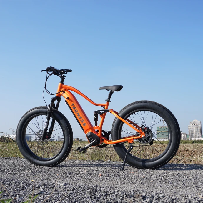Готовый образец 45 км/ч горный полностью Электрический велосипед 80 мм17 5/14 5 Ач 750 Вт с толстыми шинами полной подвеской