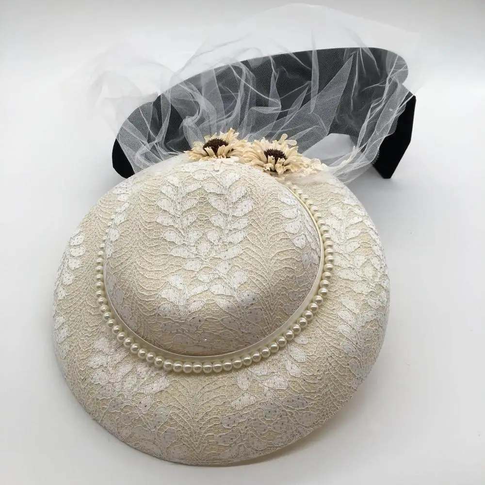 Оптовая продажа женские свадебные белые шляпы для церкви чайной вечеринки