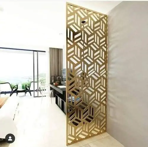 Hollow Design Sus316 12mm Laser Cut Steelen Divider Screen Stainless Steel 304 316 Mirror Interior Partition With Glass