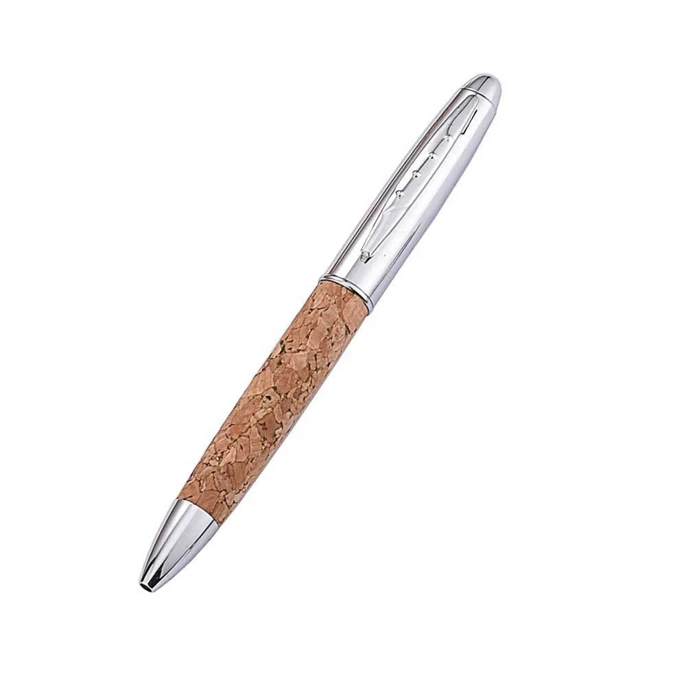 2022 Unique cork leather pen natural wooden cork ballpoint pen stationery grain recycled eco-friendly pens caneta