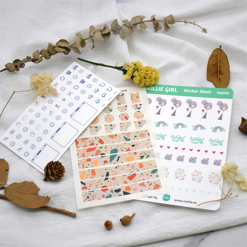 Custom Adhesive planner vinyl   Gold Transparent  Stickers Label sheet