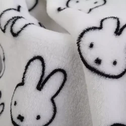Knitted 100% Polyester Double-sided Fleece Cartoon Rabbit Printed Flannel Fabric