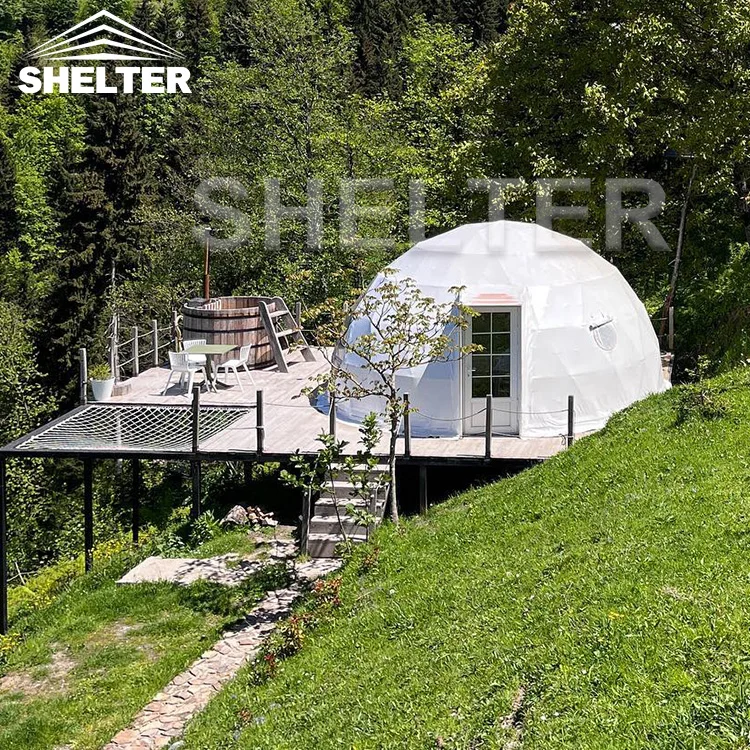 China Prefab Luxury Polycarbonate 7 M 6m Geodesic Dome Glamping House Kit