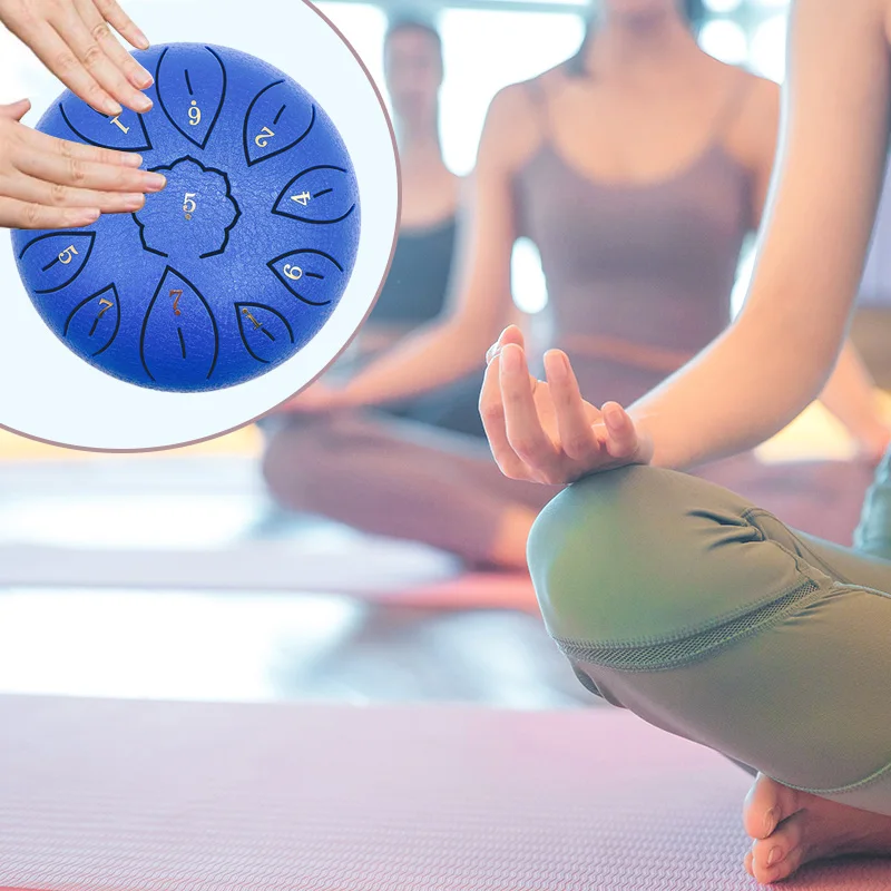 Steel Tongue Drum Percussion Instrument Handpan Drum D Key with Bag Music Book and Mallets for Musical Education Concert Yoga