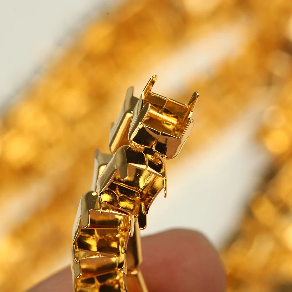 YL Golden Silver Plated Brass Cup Empty Rhinestone Cup Chain With Rond Base