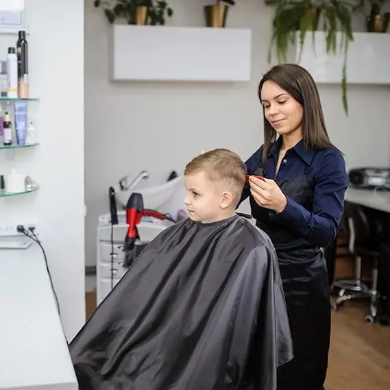 polyester custom logo hair salon makeup haircut gown with snap black barber apron hairdresser capes