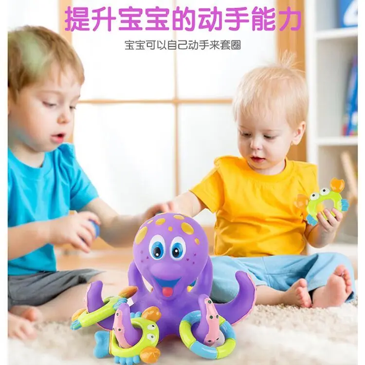 Floating Purple Octopus With 3 Hoopla Rings Interactive Baby Bath Toy 2021