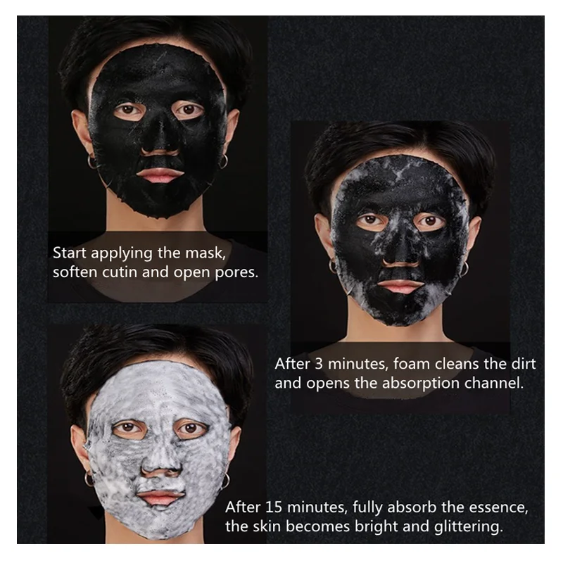 Amino Acid MoisturizingBubble Face Mask Deep Cleaning Oil Control Skin Rejuvenation Shrink Pore Bamboo Charcoal Foam Black Mask