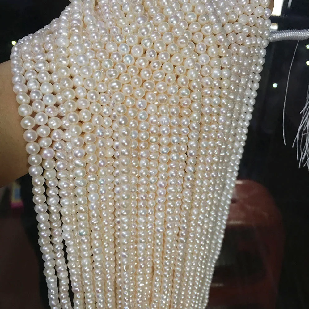 5-6 mm near round nature pearl loose wholesale nature freshwater pearl in strand