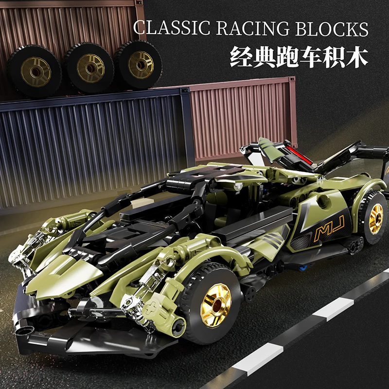 MJ8902 Classic Car ABS Plastic DIY Assembly Model Building Blocks Sport Car Construction DIY Blocks Set for Adults
