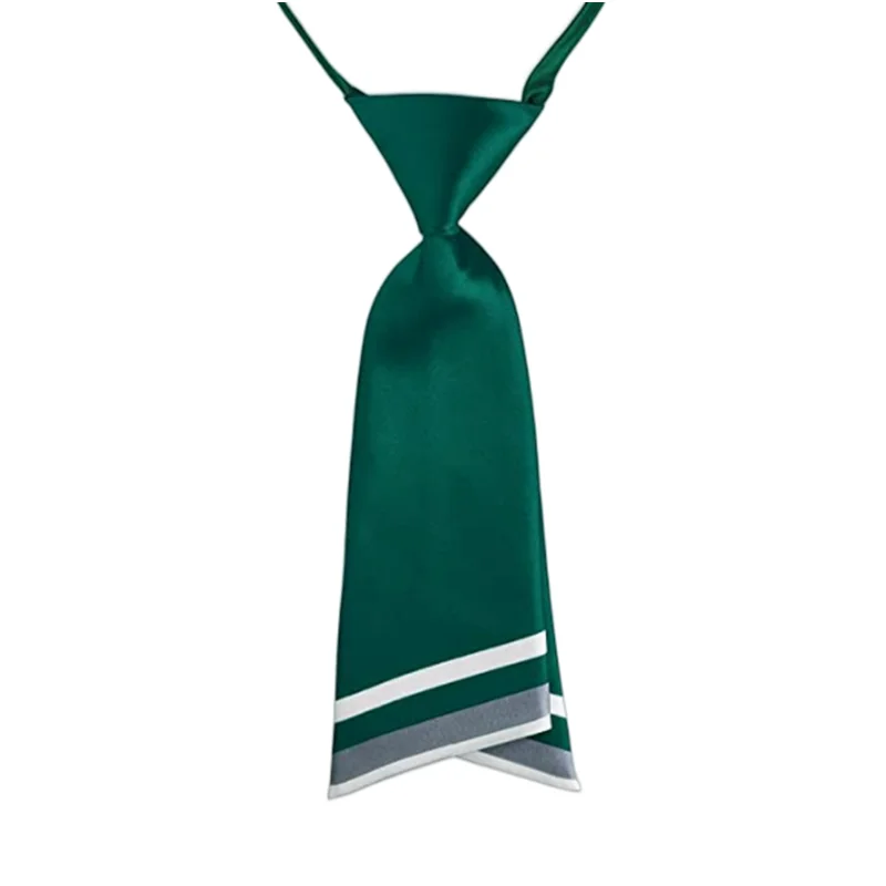 Adjustable Strap Ladies Uniform Shinny Satin Short Ties Striped Pre-tied Bowtie for Women Uniform Necktie