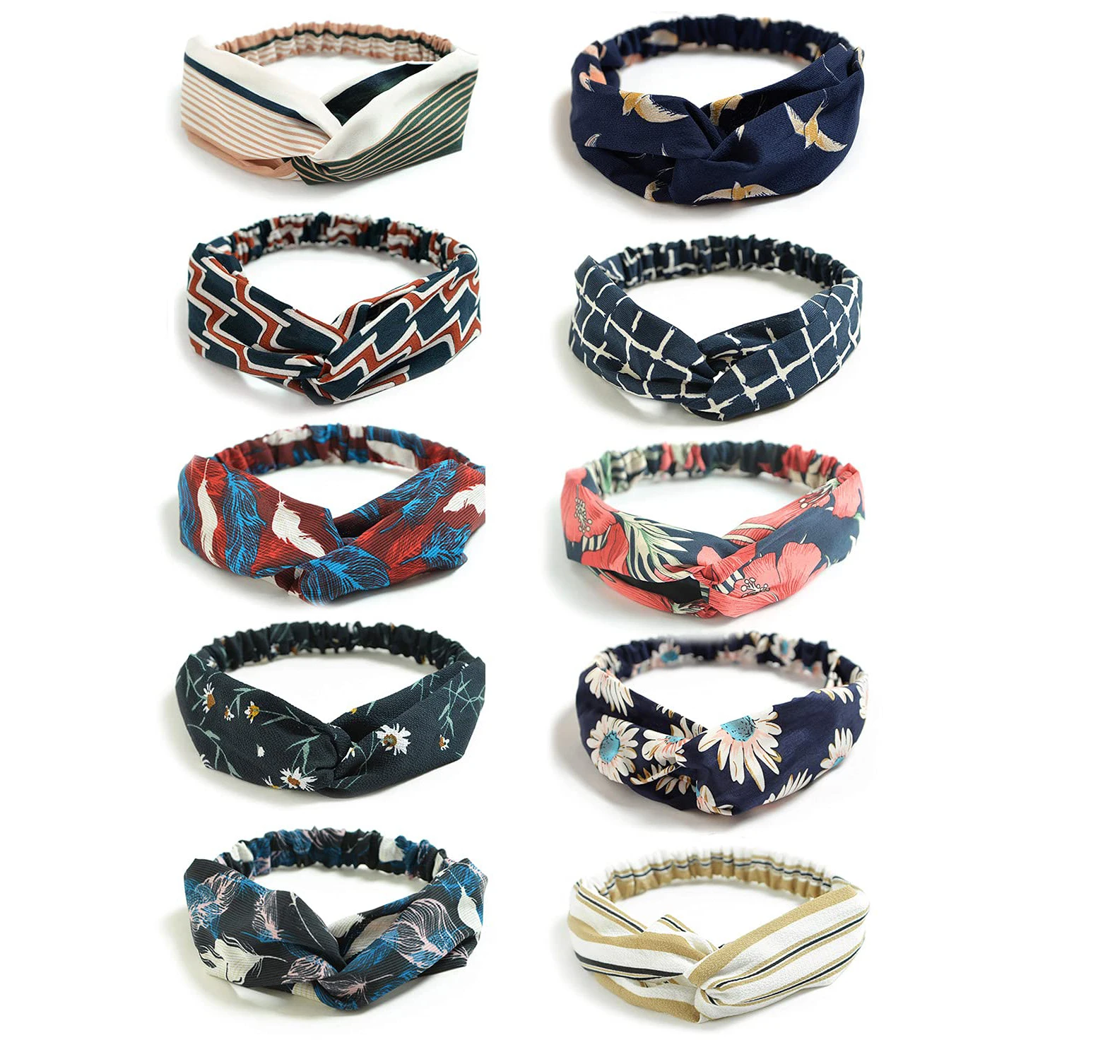 Turban Headbands for Women Elastic Back Twisted Hair Bands Face Vintage Cross Head Wrap Hair Accessories