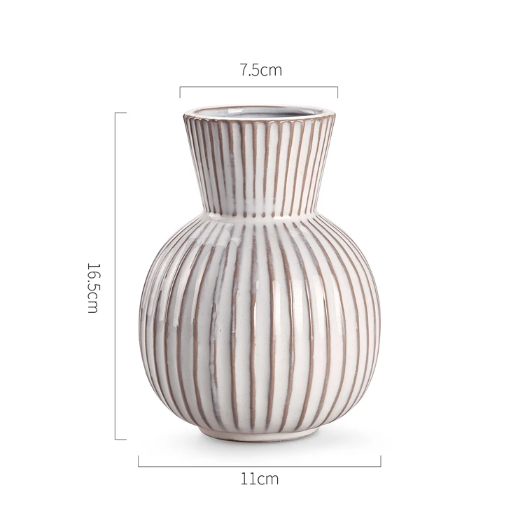 Contemporary Geometric Modern Ceramic White Vase Sand Clay Porcelain Home Office Flower Pot for Living Room Decoration