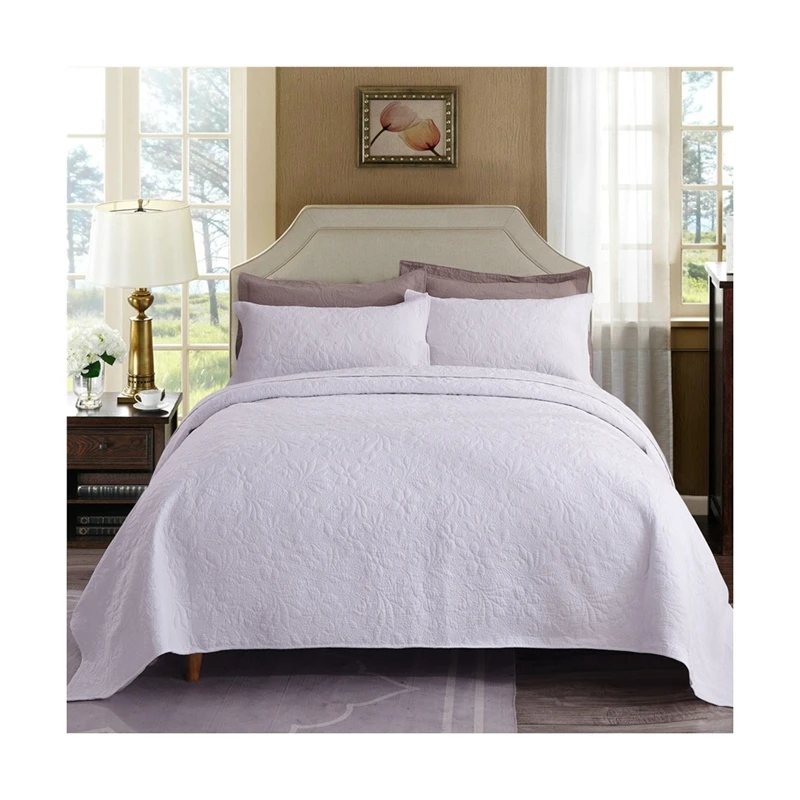 factory  Embossing Cotton Quilted Bedspread Pillowcases Patchwork Quilt Blanket Linen Plaid Coverlet