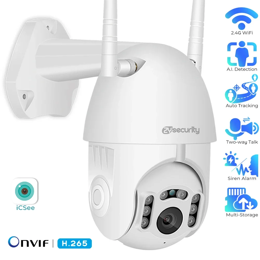 FHD 1080P Wifi Camera Outdoor Auto Tracking Wireless PTZ Camera Onvif P2P IR Night Vision Home Security Surveillance IP Cameras